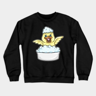 Duck at Bathing in Bathtub with Foam Crewneck Sweatshirt